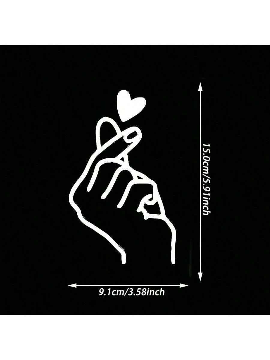 1pc Hand Heart Gesture Friendly Car Stickers Funny Vinyl Decal