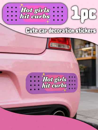 1pc Hot Girls Hit Curbs Car Bandaid| Funny Bumper Sticker, Cute Car Stickers, Exquisite Car Stickers, Suitable For Cars, Computers, Bicycles