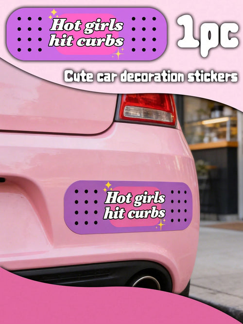 1pc Hot Girls Hit Curbs Car Bandaid| Funny Bumper Sticker, Cute Car Stickers, Exquisite Car Stickers, Suitable For Cars, Computers, Bicycles