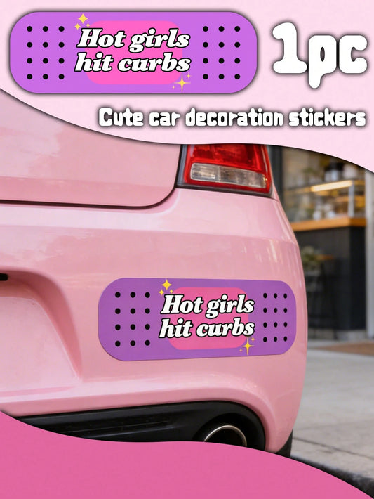 1pc Hot Girls Hit Curbs Car Bandaid| Funny Bumper Sticker, Cute Car Stickers, Exquisite Car Stickers, Suitable For Cars, Computers, Bicycles
