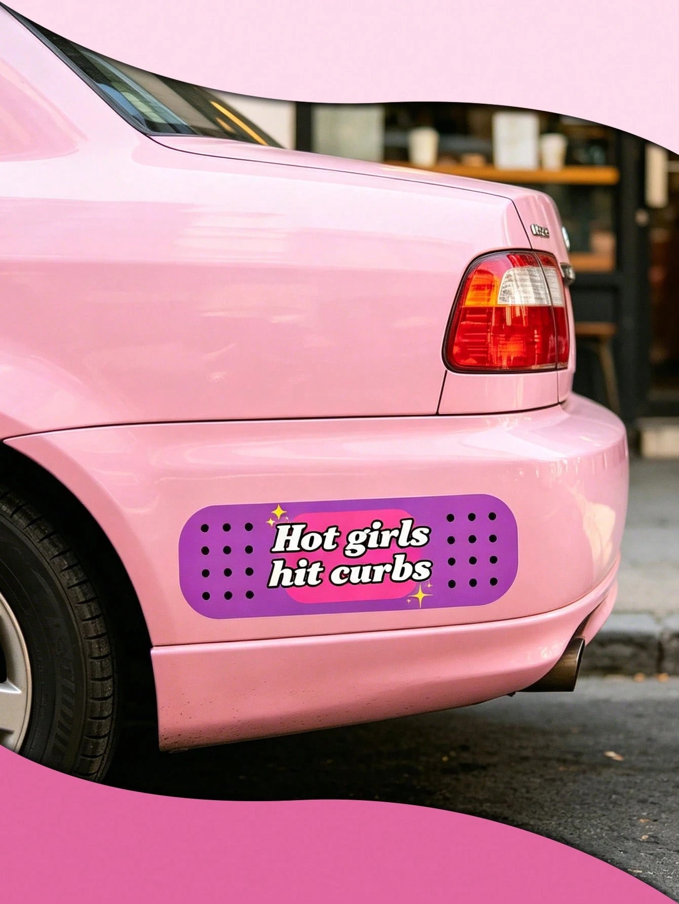 1pc Hot Girls Hit Curbs Car Bandaid| Funny Bumper Sticker, Cute Car Stickers, Exquisite Car Stickers, Suitable For Cars, Computers, Bicycles