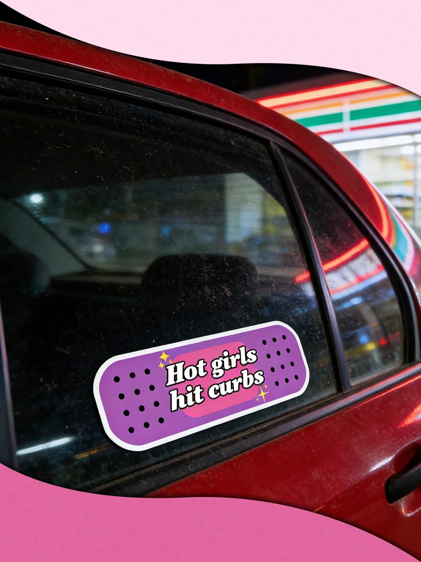 1pc Hot Girls Hit Curbs Car Bandaid| Funny Bumper Sticker, Cute Car Stickers, Exquisite Car Stickers, Suitable For Cars, Computers, Bicycles