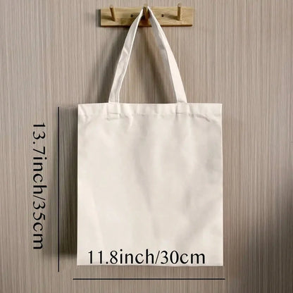 1pc "Just One More Chapter" Book Lover Tote Bag- Large Capacity Durable Canvas Bookshelf Print Design (Book Spine Pattern) With Sturdy Black Handle- Reusable Literary Gift For Women, Readers, Book