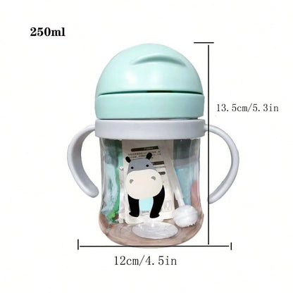 1pc Kids Water Bottle, Student Drinking Cup, Cute Water Bottle With Straw, Scaled Water Bottle, Kindergarten Suction Ball Water Bottle, Anti-Choke Straw Cup, 250ml/350ml Capacity