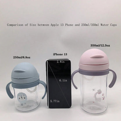 1pc Kids Water Bottle, Student Drinking Cup, Cute Water Bottle With Straw, Scaled Water Bottle, Kindergarten Suction Ball Water Bottle, Anti-Choke Straw Cup, 250ml/350ml Capacity