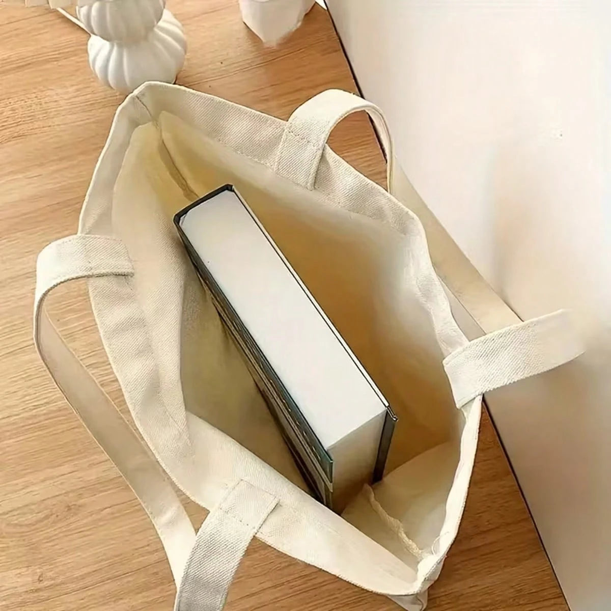 1pc Large School-Themed Bow & Book Print Canvas Tote Bag- Durable-Like Fabric Bookbag With Pencil & Heart Bow Design, White Reusable Grocery Bag For, Teachers, Students- Ideal Gift For School Suppl