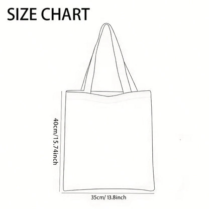 1pc Large School-Themed Bow & Book Print Canvas Tote Bag- Durable-Like Fabric Bookbag With Pencil & Heart Bow Design, White Reusable Grocery Bag For, Teachers, Students- Ideal Gift For School Suppl