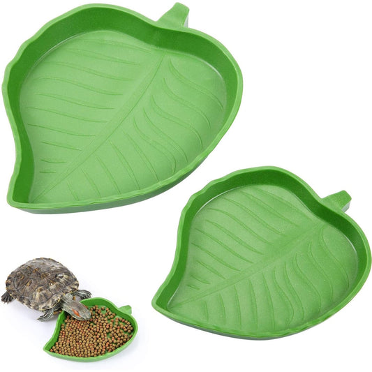1pc Leaf Shaped Reptile Food & Water Bowl, Suitable For Turtles, Lizards, Snakes And Other Reptile Pets, Available In 2 Sizes
