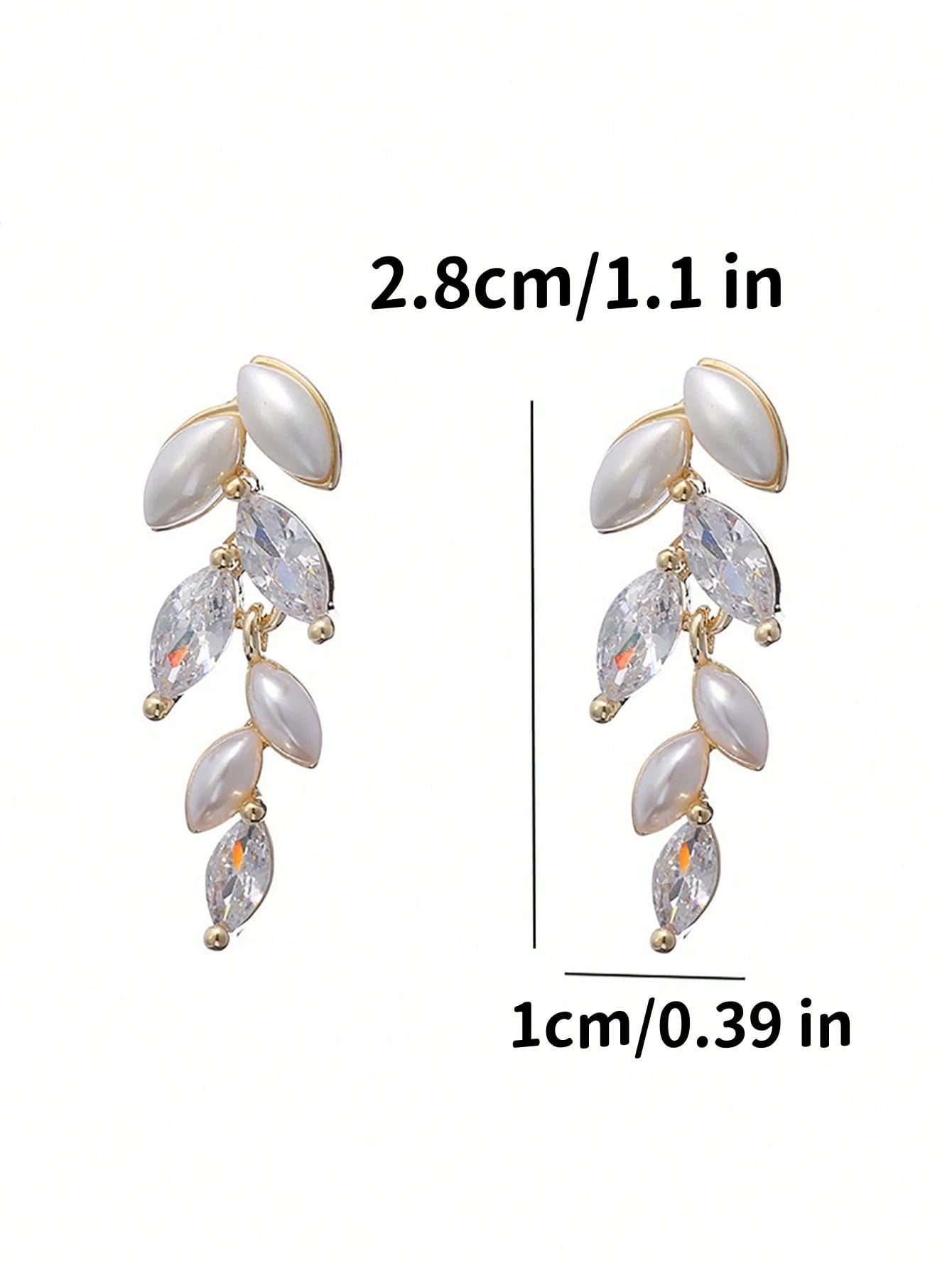 1pc, Leaf Tassel Faux Pearl Zirconia Earrings, French Simple Elegant High-Grade Ear Accessories, New Year Gift,Summer,Jewellery,Festival,Classy