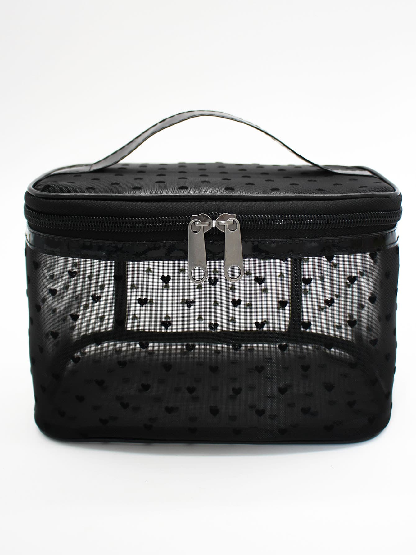 1pc Leopard Print Black Mesh Double-Layer Makeup Bag, Portable Handheld, Large Capacity, Suitable For Storing Cosmetics And Makeup Tools, Ideal For Home And Outdoor Use, Essential Gift For Women, Make