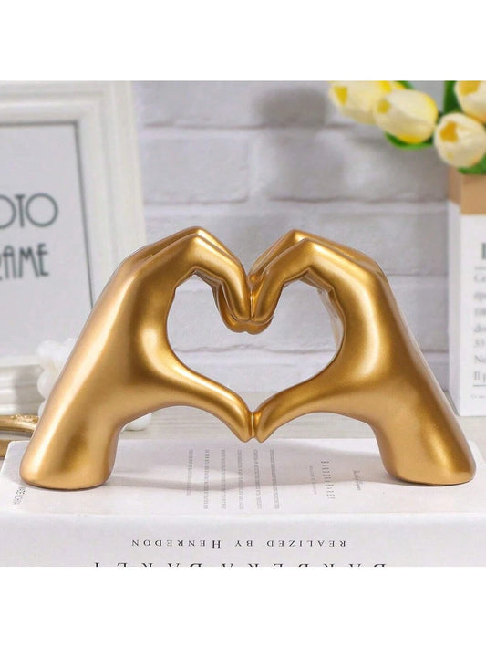 1pc Love Hand Gesture Decor, Heart Finger Sculpture Modern Art Statue Personalized Finger Home Decor, Creative Wedding Desktop Decoration, Gift For Valentine's Day And New Year Birthday Gifts Graduati