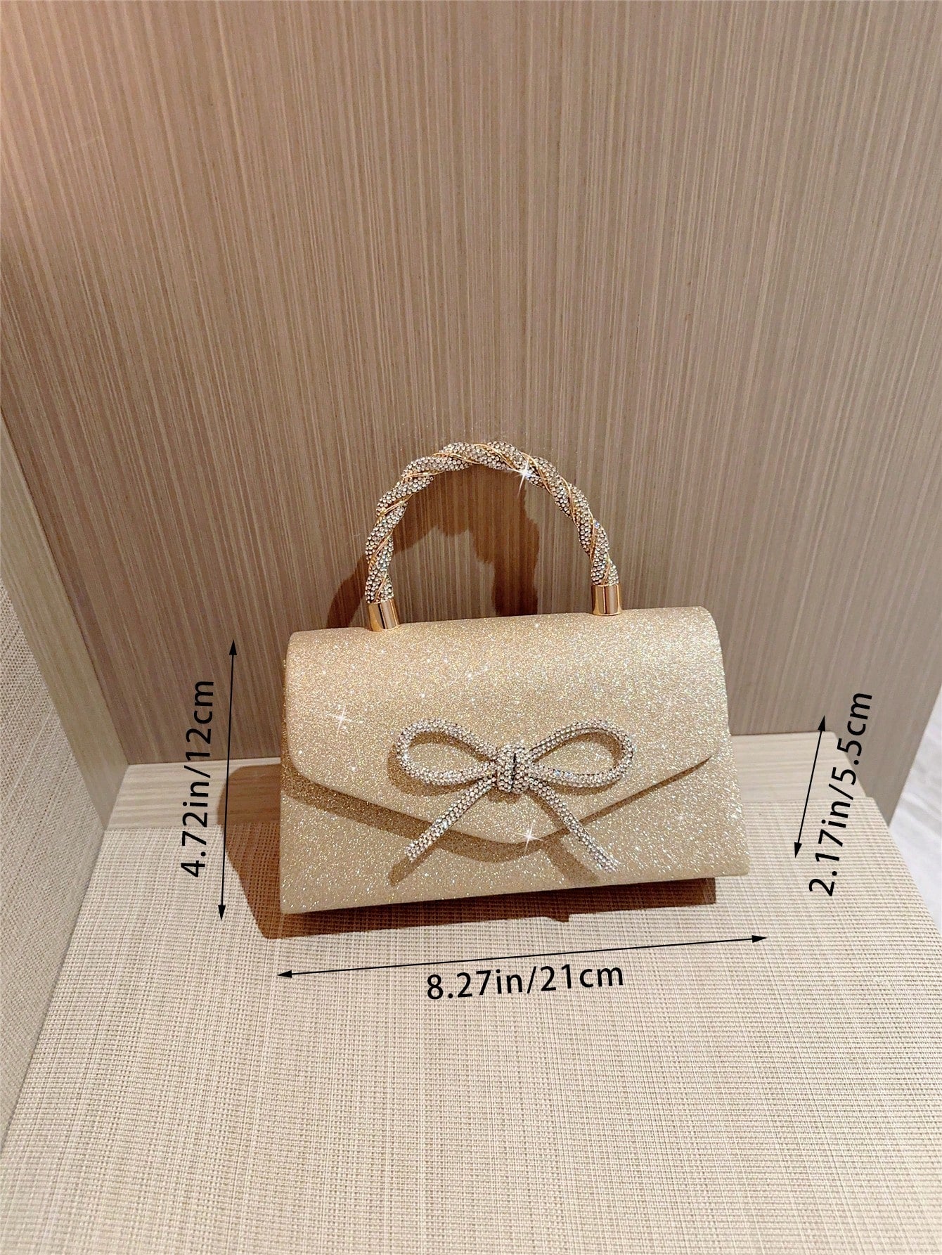1pc Luxury Women's Evening Clutch Bag, Formal Party Rhinestone Bowknot Decor, Bridal Wedding Purse, Perfect For Party, Wedding, Prom, Dinner/Banquet