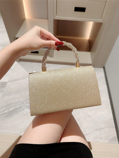 1pc Luxury Women's Evening Clutch Bag, Formal Party Rhinestone Bowknot Decor, Bridal Wedding Purse, Perfect For Party, Wedding, Prom, Dinner/Banquet