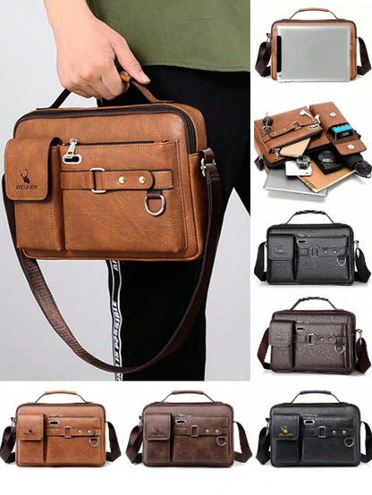1PC Men's Crossbody Bag Business Shoulder Bag Multi-Function Hand-Held Men's Shoulder Bag, Men's Backpack, Briefcase With Adjustable Strap