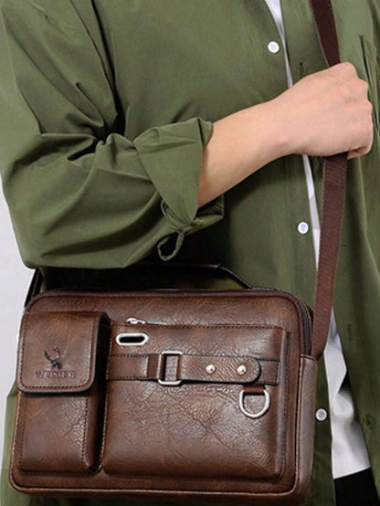 1PC Men's Crossbody Bag Business Shoulder Bag Multi-Function Hand-Held Men's Shoulder Bag, Men's Backpack, Briefcase With Adjustable Strap