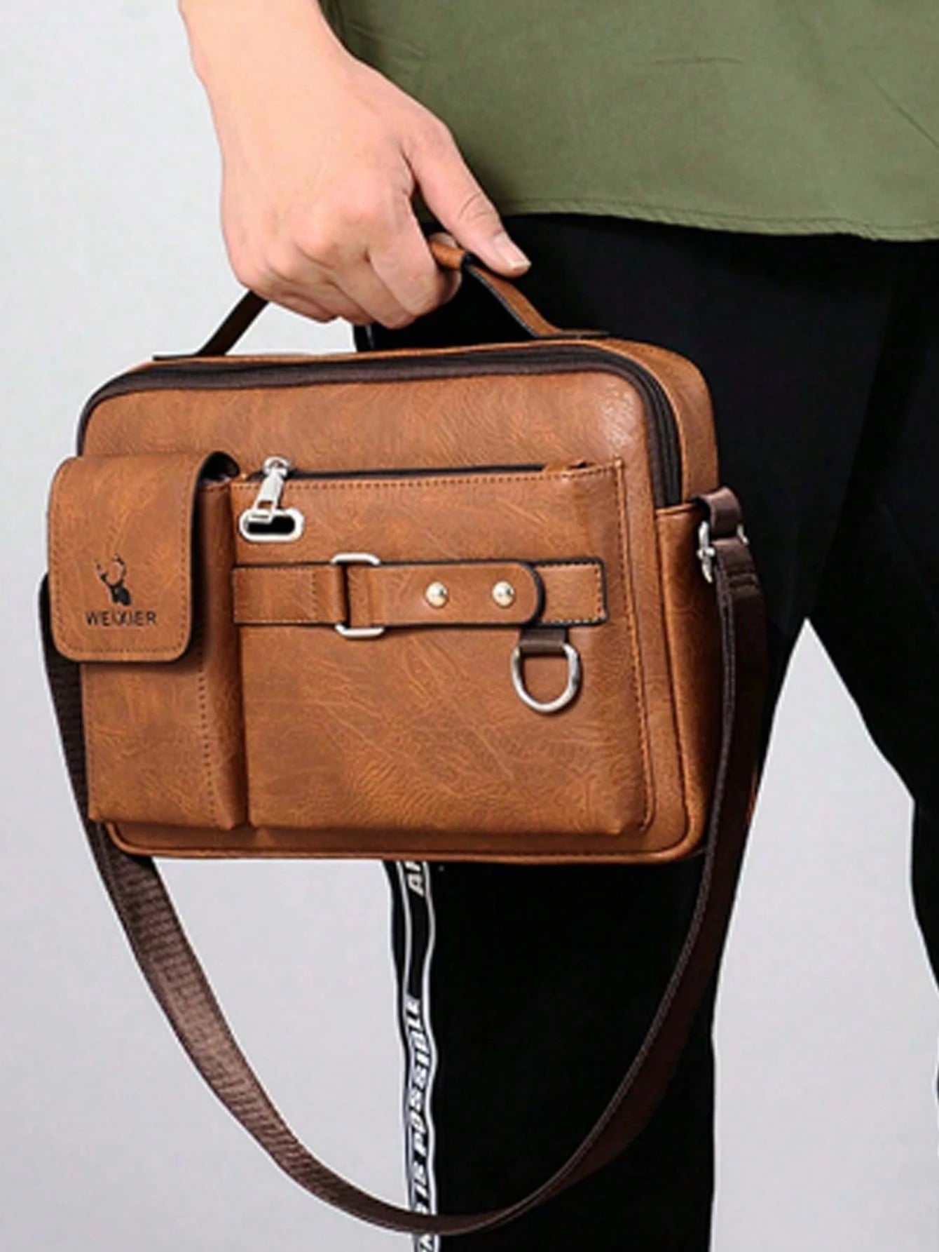 1PC Men's Crossbody Bag Business Shoulder Bag Multi-Function Hand-Held Men's Shoulder Bag, Men's Backpack, Briefcase With Adjustable Strap