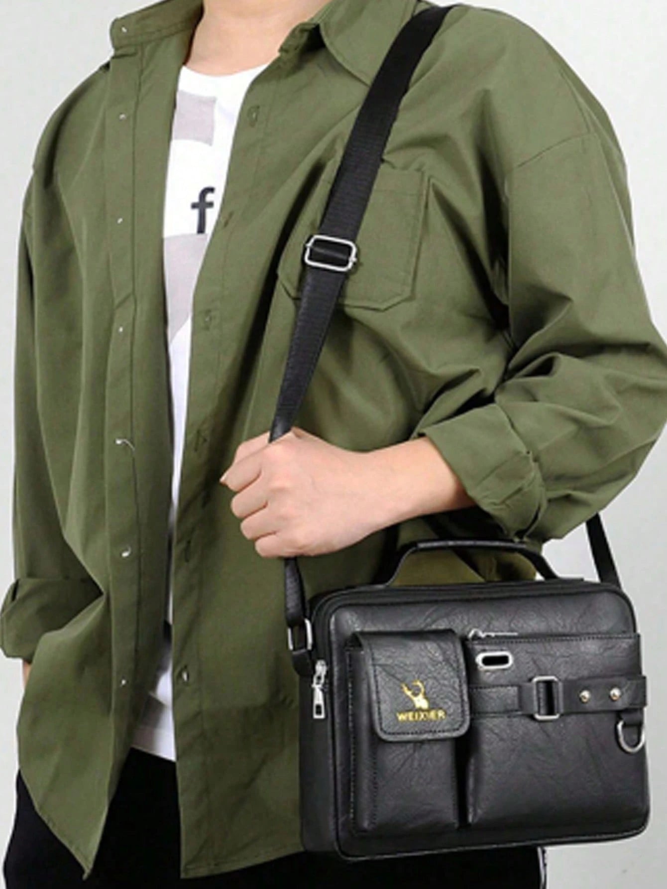 1PC Men's Crossbody Bag Business Shoulder Bag Multi-Function Hand-Held Men's Shoulder Bag, Men's Backpack, Briefcase With Adjustable Strap