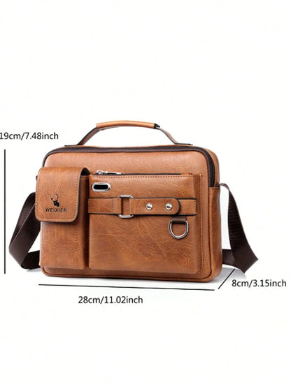 1PC Men's Crossbody Bag Business Shoulder Bag Multi-Function Hand-Held Men's Shoulder Bag, Men's Backpack, Briefcase With Adjustable Strap