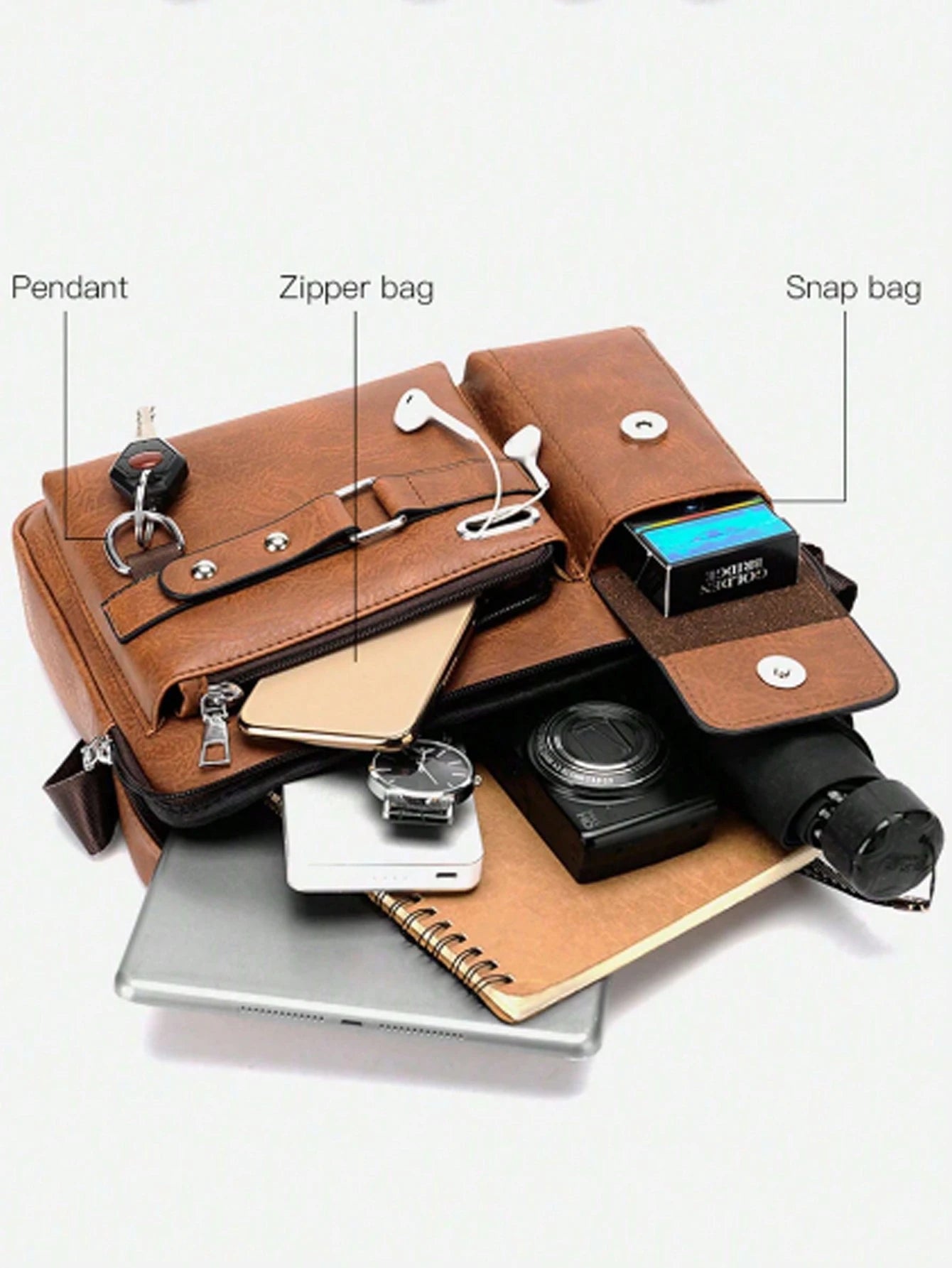 1PC Men's Crossbody Bag Business Shoulder Bag Multi-Function Hand-Held Men's Shoulder Bag, Men's Backpack, Briefcase With Adjustable Strap