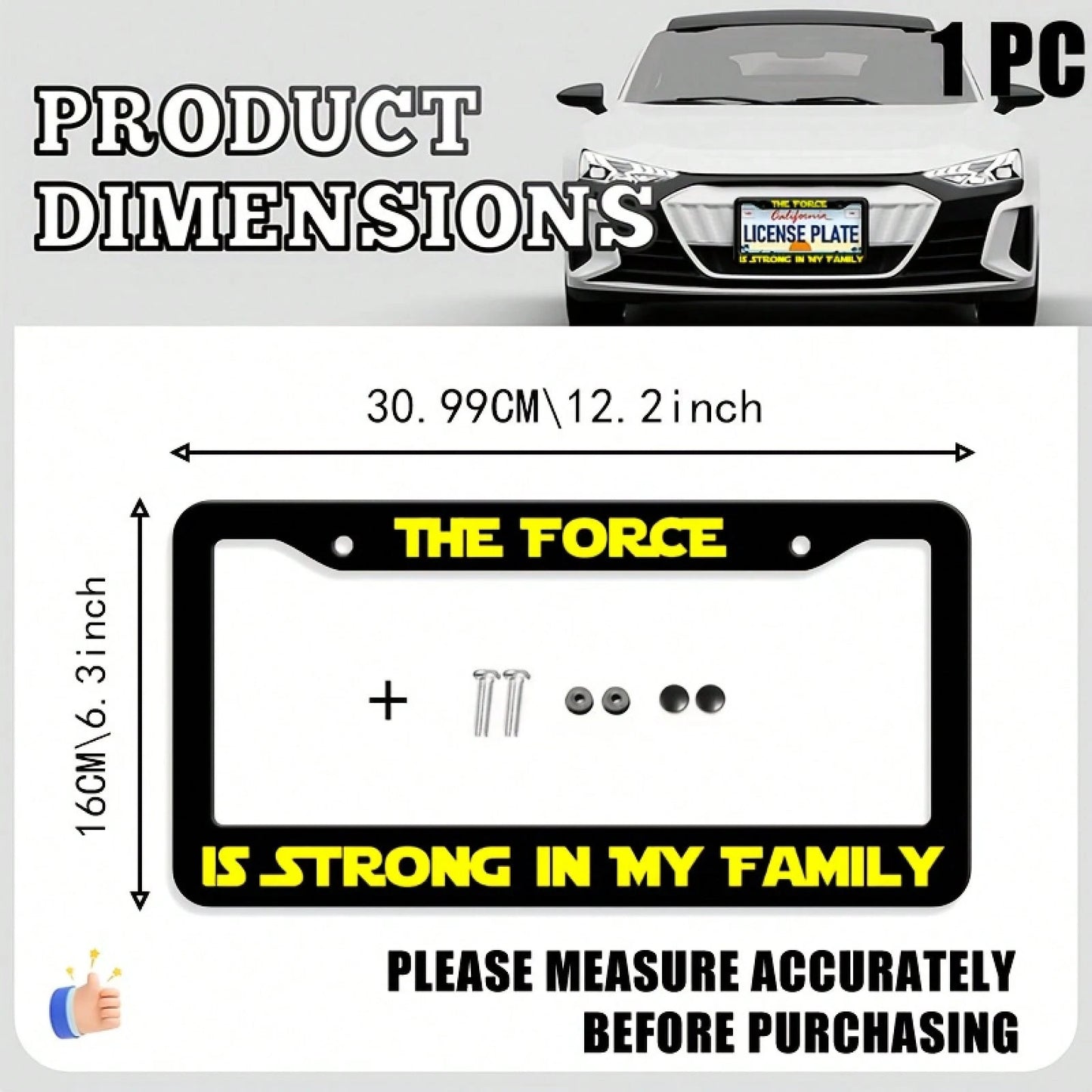 1pc Metal Car License Plate Frame, Waterproof And Easy To Clean, Suitable For American And Canadian Cars, Holiday Gift, Unisex, Dimensions: 31cm*16cm (12.2* 6.67inch )
