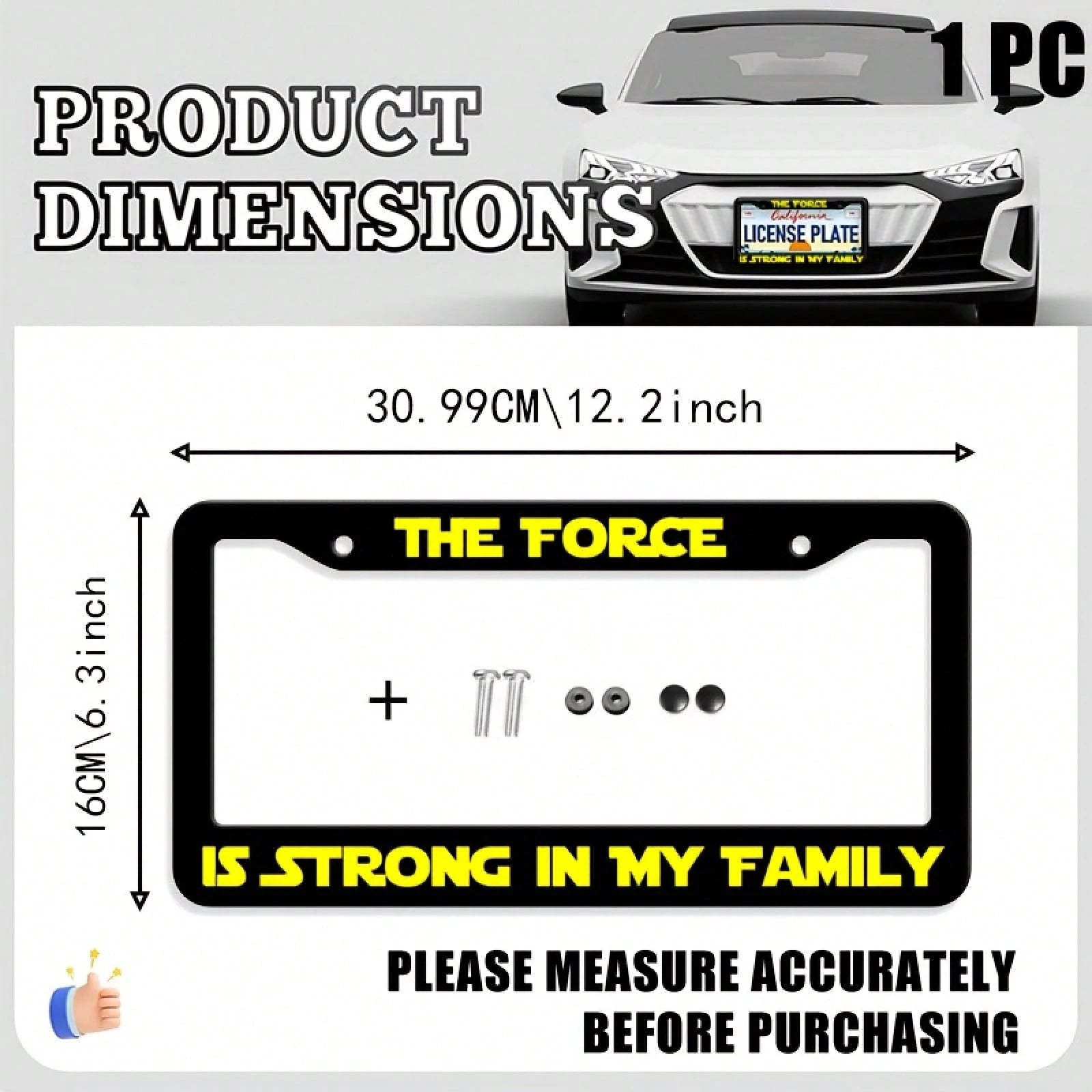 1pc Metal Car License Plate Frame, Waterproof And Easy To Clean, Suitable For American And Canadian Cars, Holiday Gift, Unisex, Dimensions: 31cm*16cm (12.2* 6.67inch )
