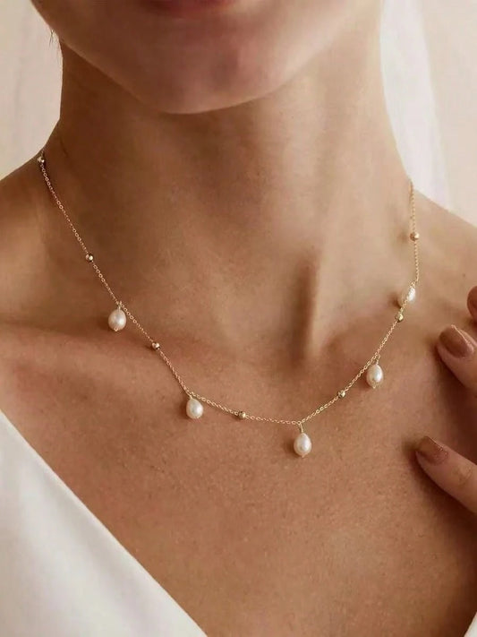 1pc Minimalist & Elegant Faux Pearl Necklace, Suitable For Women's Daily Wear