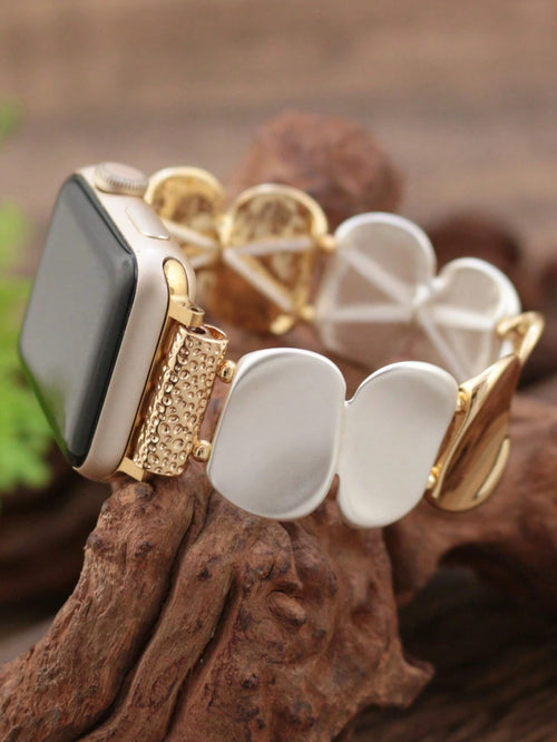 1pc Minimalist Elegant Sequin Bracelet Watch Band Compatible With Apple Watch, Fashionable Women's Elastic Chain Wristband For Apple Watch
