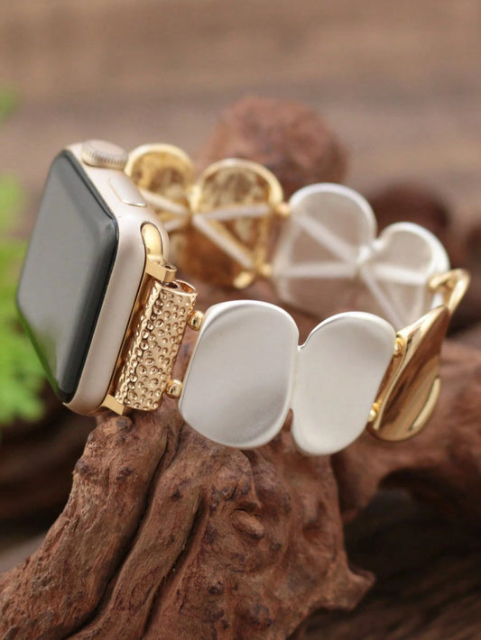 1pc Minimalist Elegant Sequin Bracelet Watch Band Compatible With Apple Watch, Fashionable Women's Elastic Chain Wristband For Apple Watch