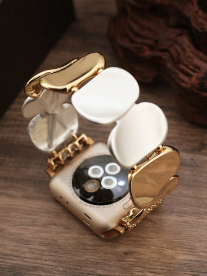 1pc Minimalist Elegant Sequin Bracelet Watch Band Compatible With Apple Watch, Fashionable Women's Elastic Chain Wristband For Apple Watch