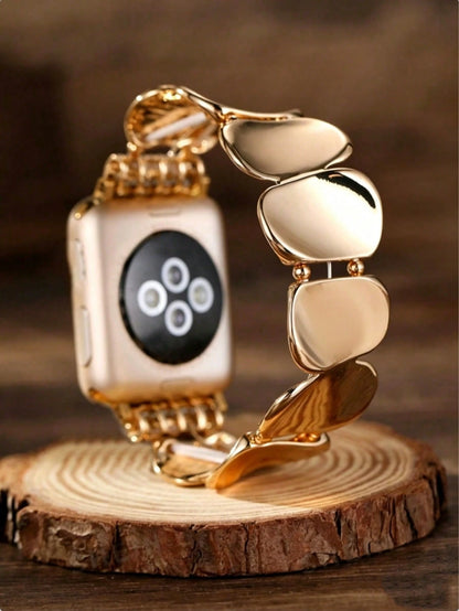 1pc Minimalist Elegant Sequin Bracelet Watch Band Compatible With Apple Watch, Fashionable Women's Elastic Chain Wristband For Apple Watch