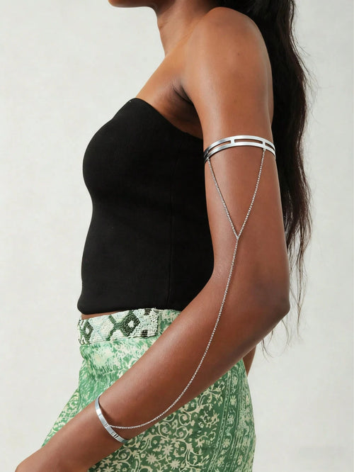 1pc Minimalist Metal Chain Adjustable Cuff Bracelet