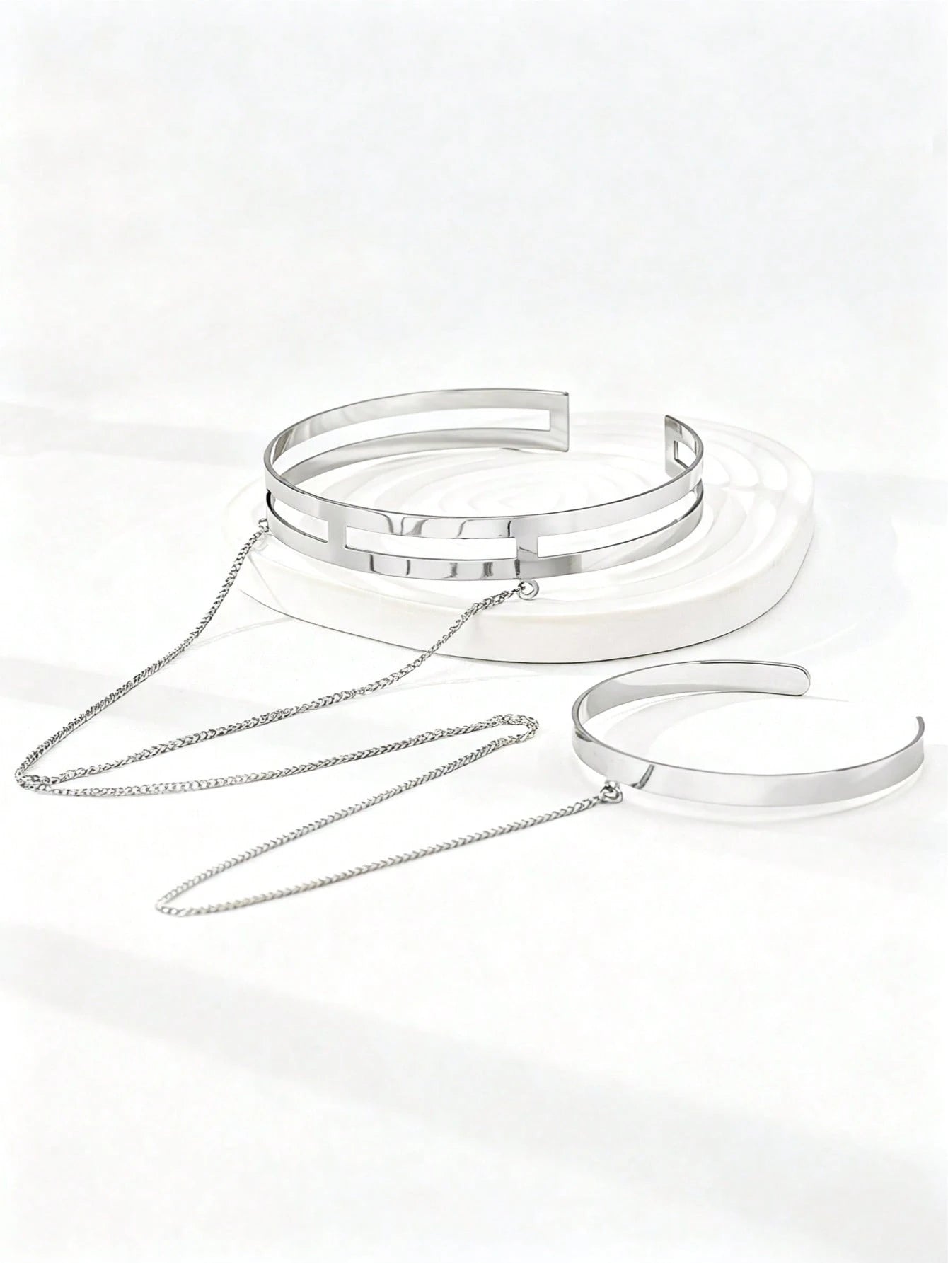 1pc Minimalist Metal Chain Adjustable Cuff Bracelet
