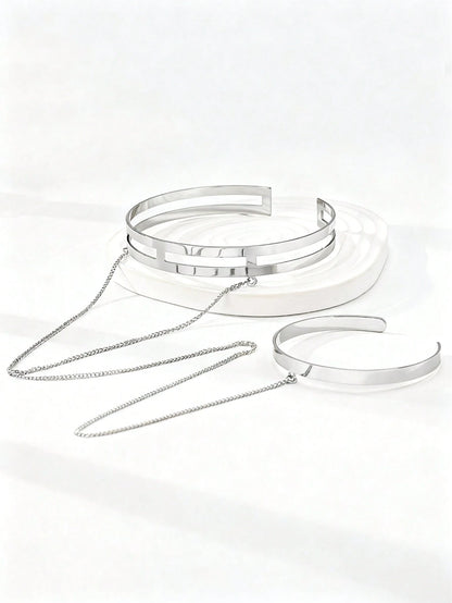 1pc Minimalist Metal Chain Adjustable Cuff Bracelet