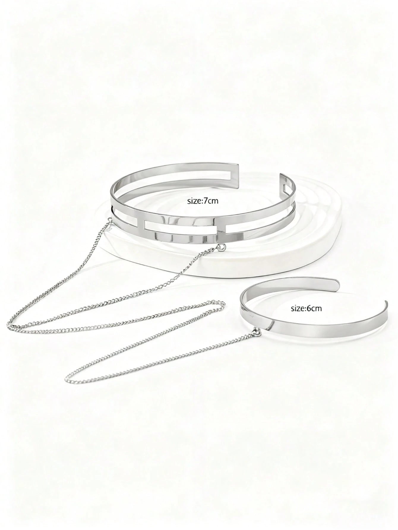 1pc Minimalist Metal Chain Adjustable Cuff Bracelet
