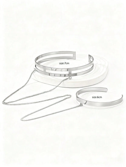 1pc Minimalist Metal Chain Adjustable Cuff Bracelet