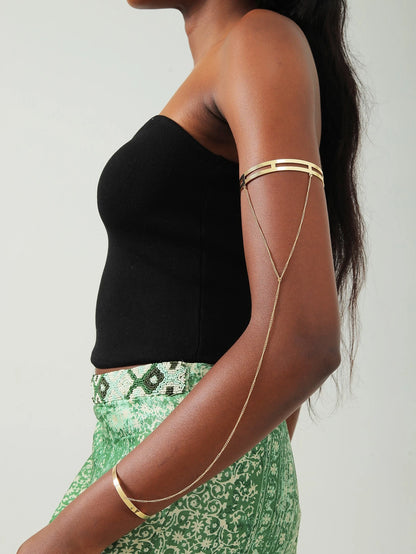 1pc Minimalist Metal Chain Adjustable Cuff Bracelet
