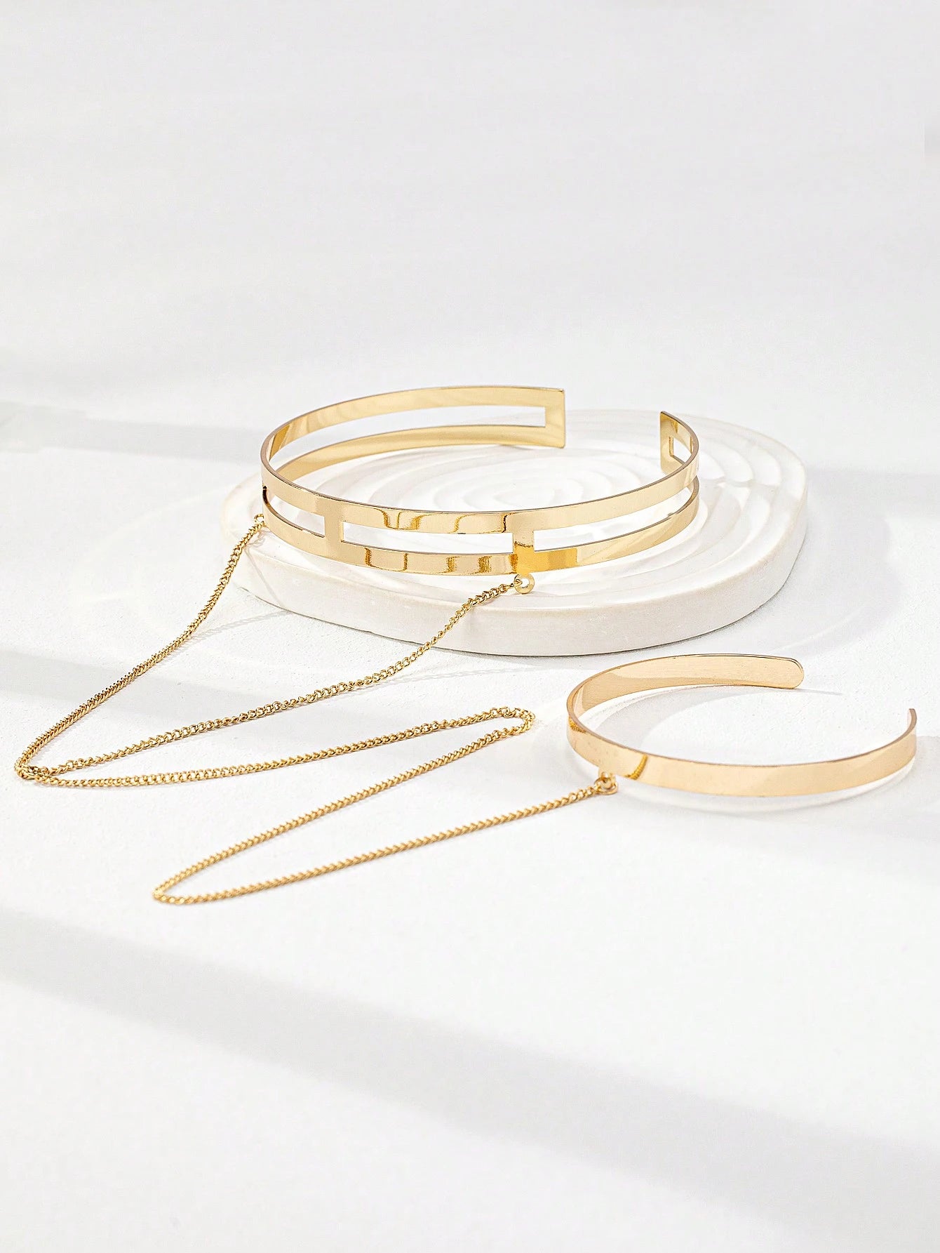 1pc Minimalist Metal Chain Adjustable Cuff Bracelet