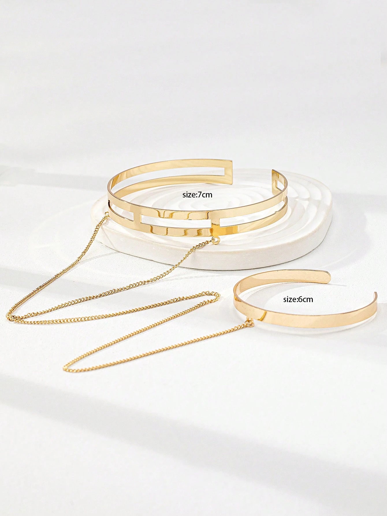 1pc Minimalist Metal Chain Adjustable Cuff Bracelet