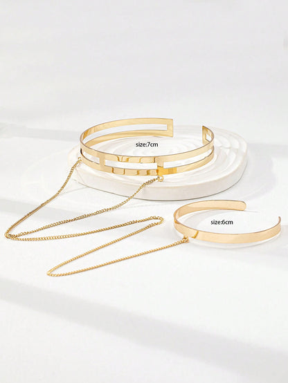 1pc Minimalist Metal Chain Adjustable Cuff Bracelet
