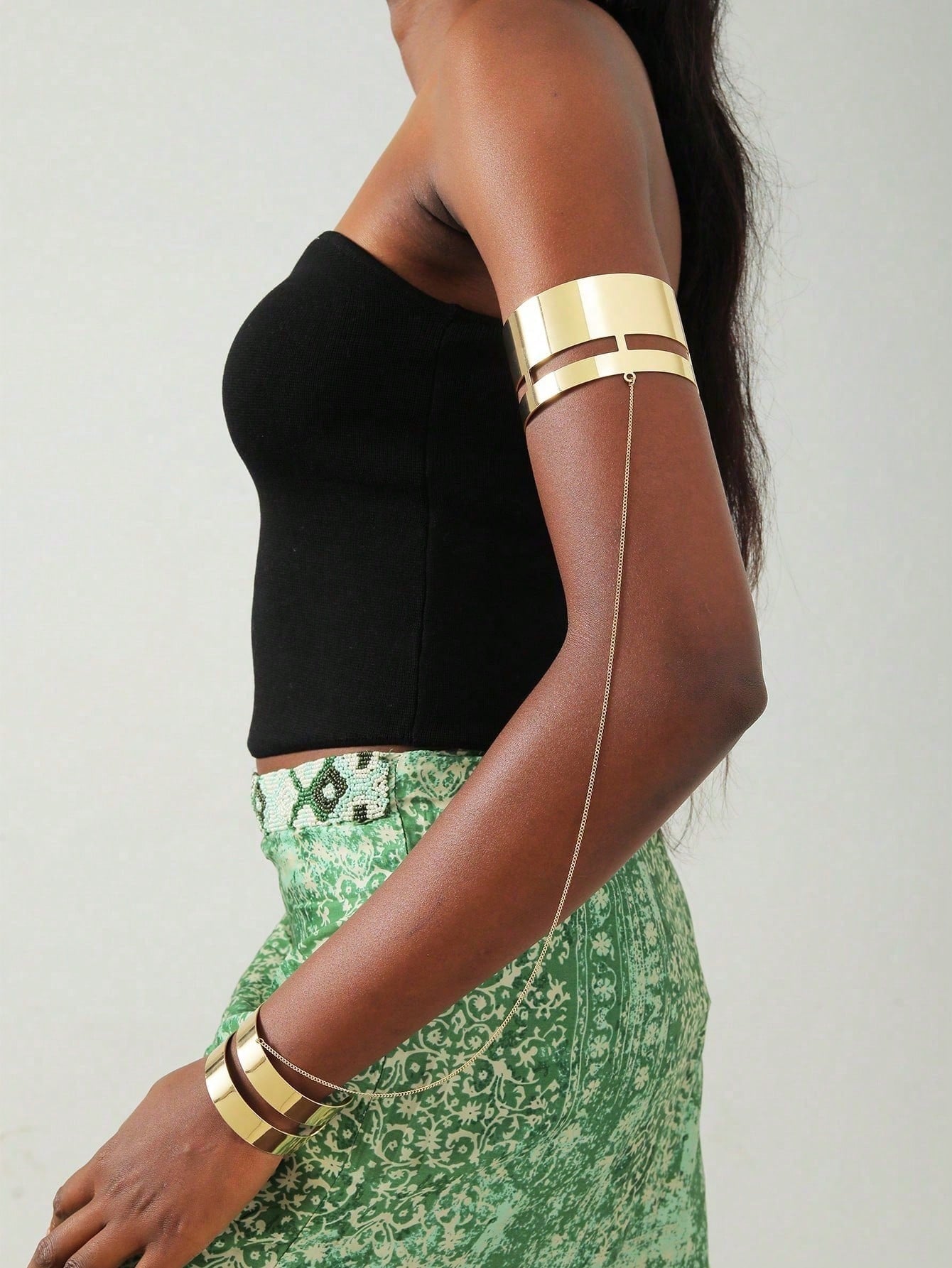 1pc Minimalist Metal Chain Adjustable Cuff Bracelet