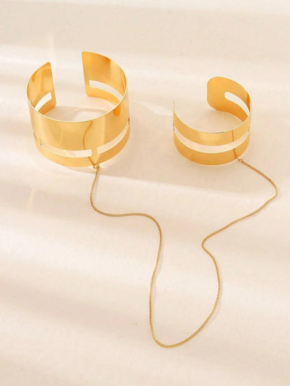 1pc Minimalist Metal Chain Adjustable Cuff Bracelet