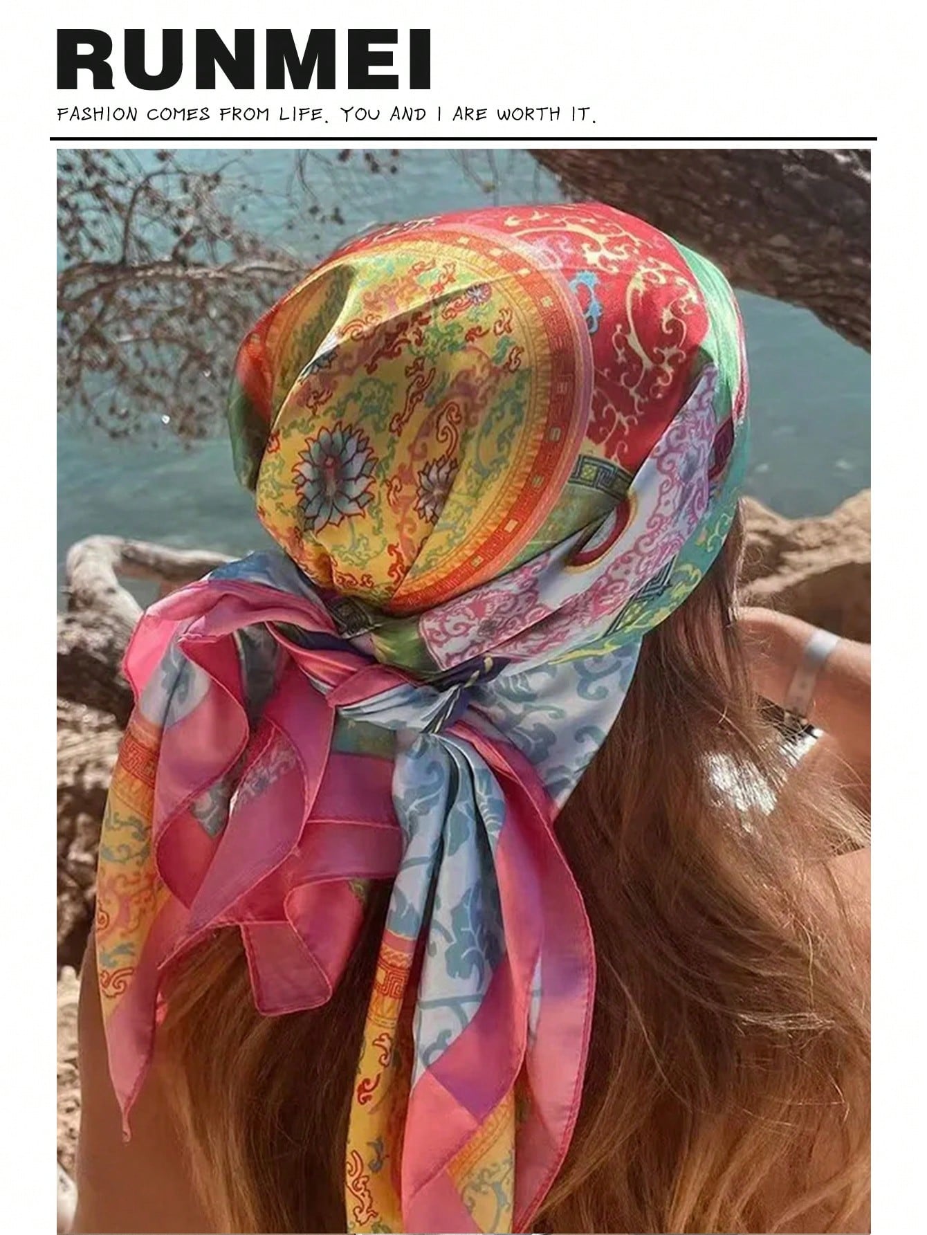 1pc Minimalist Printed Satin Square Scarf, New Spring Headscarf For Women, As Waistband, Bag Decor, Ribbon, Headband Or Scarf