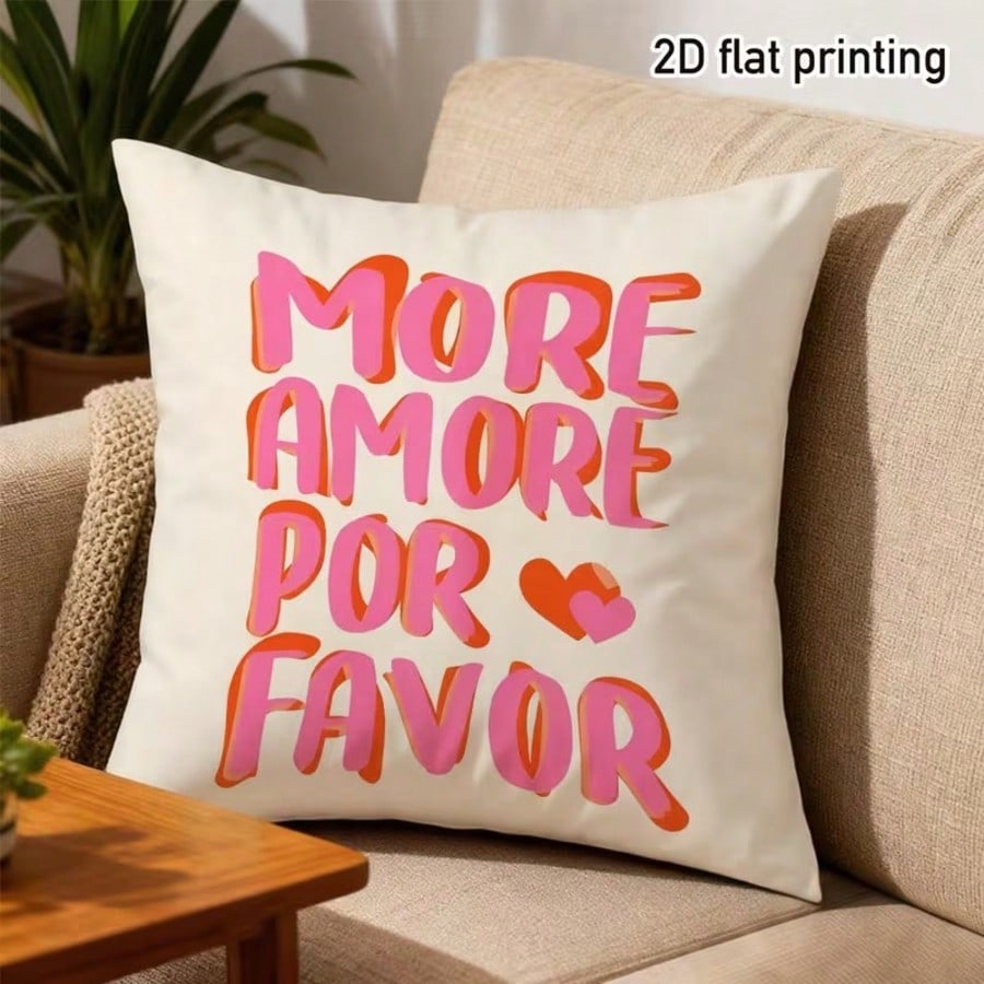 1pc Modern Minimalist Inspirational Quote Throw Pillow Cover, "Today Is A Beautiful Day" Letter Cushion Cover, 18" X 18", Vibrant Yellow With Red And Pink Accents, Suitable For Sofa And Living Room De