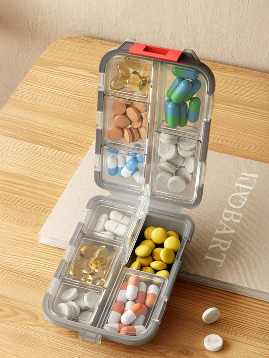 1pc Multi-Function Pill Box, Portable Sealed Medicine Box, Travel Pill Case, Mini Compact Pill Organizer, Waterproof & Moisture-Proof, Suitable For Storing Vitamins, Fish Oil, Supplements, Ideal For O