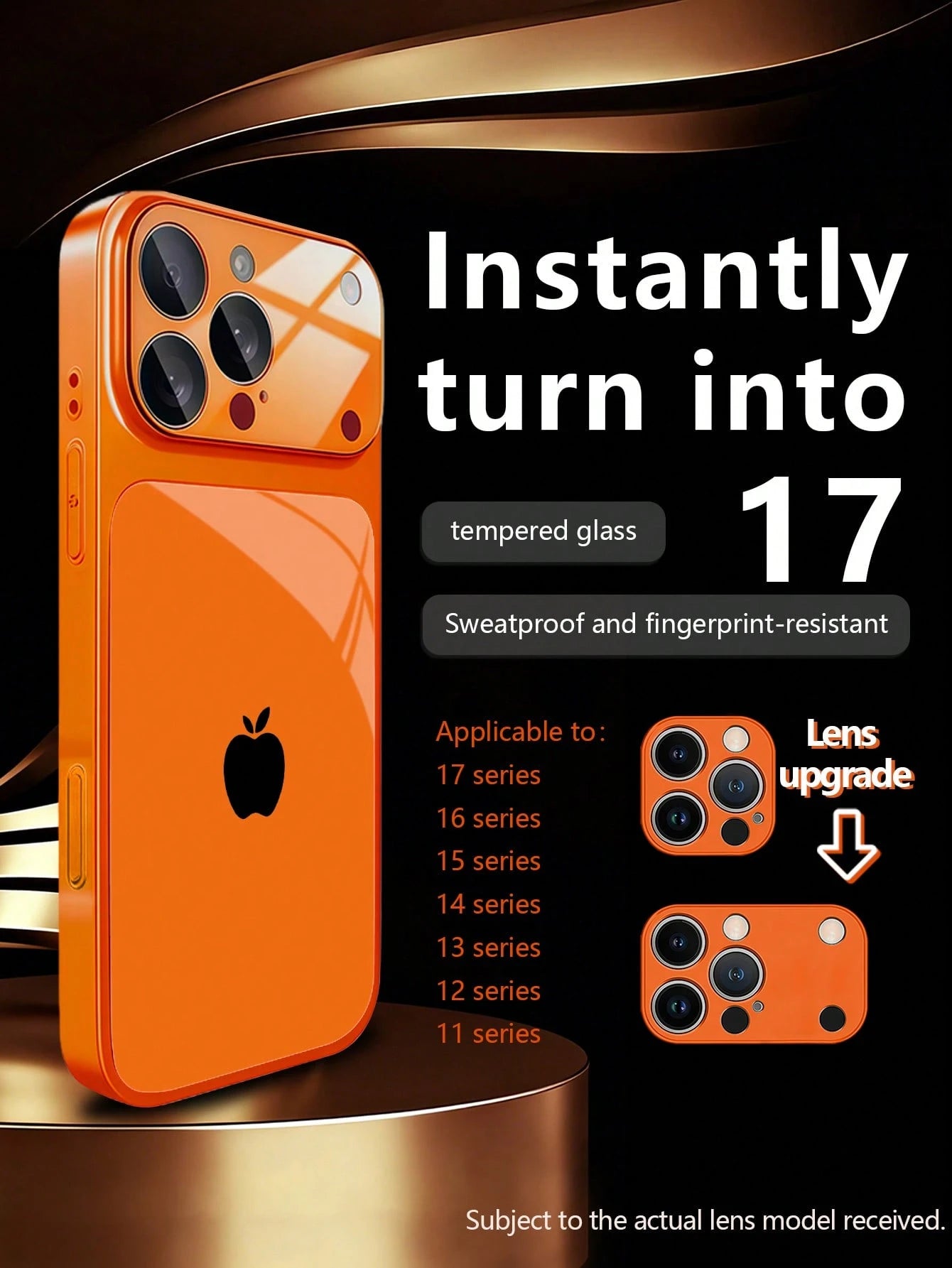 1pc New Business Style Minimalist Black Apple Logo Luxury Large Window Tempered Glass Camera Protection Phone Case Compatible With IPhone 17/17Pro/17ProMax/17Air/16/16Pro/16ProMax/16Plus/15/15Plus/15P