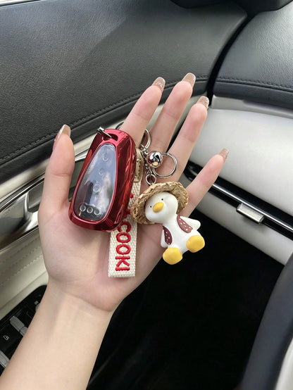 1pc New Chevrolet Malibu XL Anti-Leak Key Cover, Pathfinder Car Remote Key Case, Cartoon Straw Hat Duck Keychain, Exquisite Key Decoration Chain, Chevrolet Key Cover Suitable For Equinox 2019, Malibu