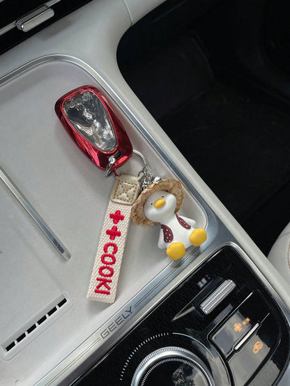 1pc New Chevrolet Malibu XL Anti-Leak Key Cover, Pathfinder Car Remote Key Case, Cartoon Straw Hat Duck Keychain, Exquisite Key Decoration Chain, Chevrolet Key Cover Suitable For Equinox 2019, Malibu