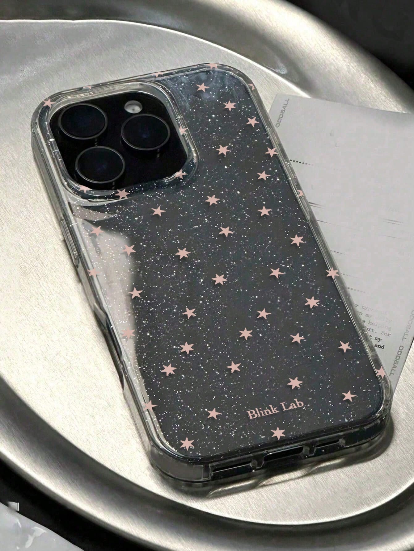 1pc New Micro Glitter Sequin Cute Star Pattern Transparent TPU Shockproof Luxury Phone Case, Suitable For IPhone 11 12 13 14 15 16 17 Pro Max