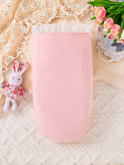 1pc Newborn Double-Layer Soft Plush Baby Swaddle, Princess Lace Design For Baby Girls Adds Sweet Vibrancy And Elegance, Keeps Baby Warm And Cozy