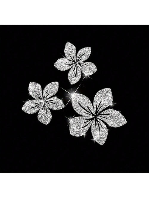 1pc Of Sparkling Floral Car Decals- Reflective Vinyl Stickers For Vehicle Body, Windows, Bumpers & Laptops